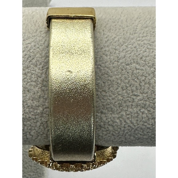 Lenox Womens Cuff‎ Watch Gold Tone New Battery Crystals 32MM Analog 6.5\